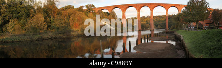 Old disused Victorian railway viaduct over river Esk near Whitby. Stock Photo