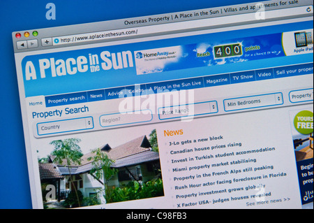 Internet website for A PLACE IN THE SUN tv program Stock Photo