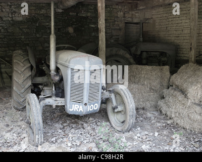 Massey Ferguson Tractor in Barn, UK Stock Photo