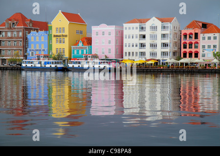 Willemstad Curaçao,Netherlands Lesser Leeward Antilles,ABC Islands,Punda,St. Sint Anna Bay,Handelskade,waterfront,free ferry,UNESCO World Heritage Sit Stock Photo