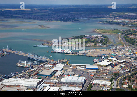 Aerial photo of HMNB Portsmouth, Solent, south coast, Hampshire, England, UK, United Kingdom, GB, Great Britain, British Isles, Stock Photo