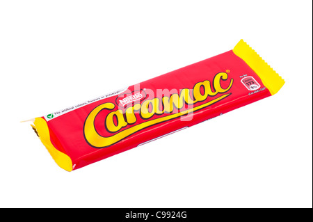 A bar of Nestle Caramac on a white background