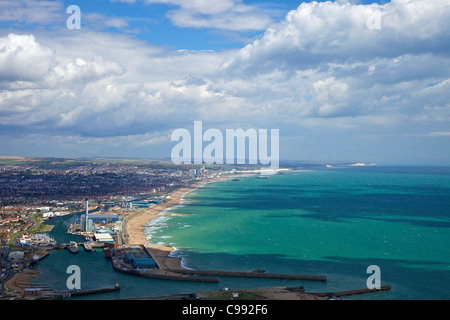 Aerial photo of Shoreham Power Station, Portslade-on-Sea , Shoreham-by-Sea, West Sussex, England, UK, United Kingdom, GB, Stock Photo