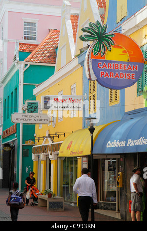 Willemstad Curaçao,Netherlands Lesser Leeward Antilles,ABC Islands,Punda,Herenstraat,shopping shopper shoppers shop shops market markets marketplace b Stock Photo