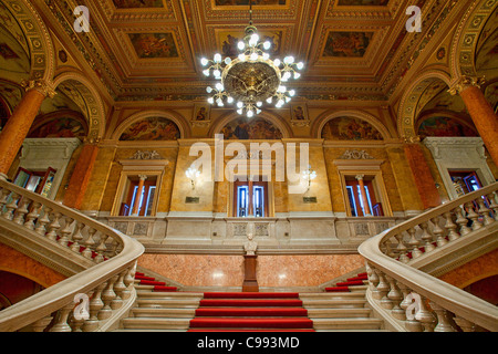 Budapest, Stairway in Hungarian State Opera House Stock Photo