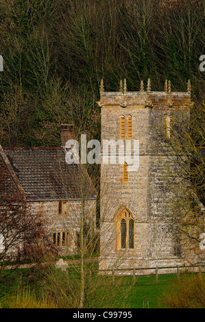 The hamlet of Nether Cerne, Dorset, in vertical format UK March 2011 Stock Photo