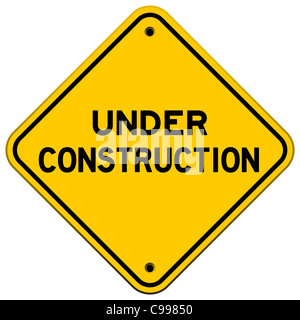 Under Construction Yellow Sign - Under Construction Yellow Sign used in transportation Stock Photo