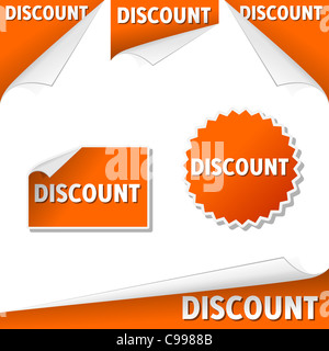 Discount labels - Discount labels in English as illustration Stock Photo