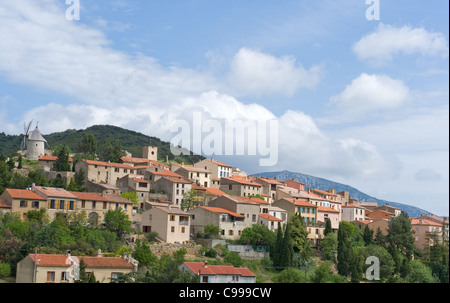 Alphonse Dauded made Cucugnan in the Aude department of France famous by a story on its mill (left) Stock Photo