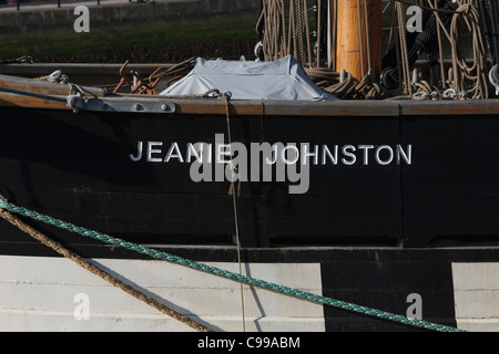 Detail of the three masted bark Jeanie Johnston in Dublin, Ireland Stock Photo
