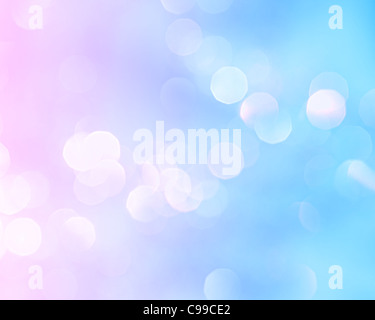 Bright holiday background bokeh with magic blur blue pink lights Stock Photo