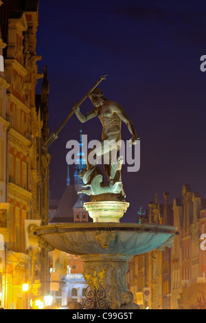 Neptune's Fountain, in the center of Long Market. Gdansk, Poland. Stock Photo