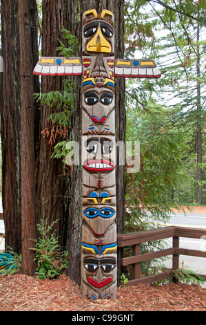Confusion Hill  Northern California totem poles Redwoods National Park United States of America Stock Photo