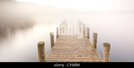 Landing Jetty on Coniston water, Lake District, Cumbria, England Stock Photo