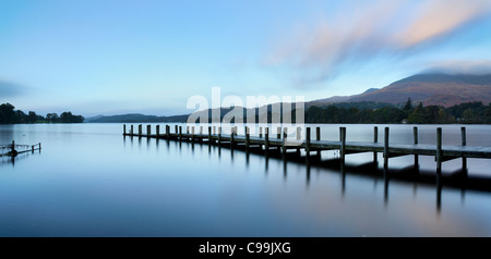 Landing Jetty on Coniston water, Lake District, Cumbria, England Stock Photo