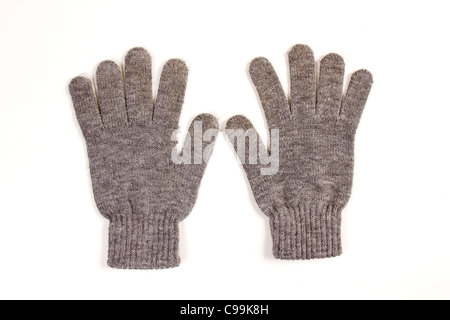 set of two winter gloves isolated on white Stock Photo