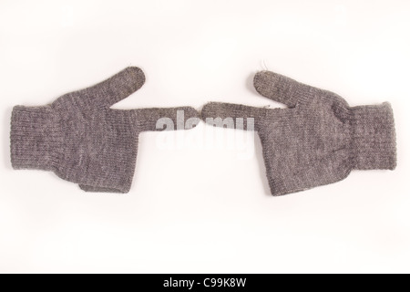 set of two winter gloves isolated on white Stock Photo