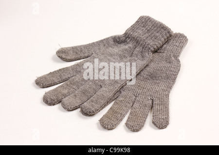 set of two winter gloves isolated on white Stock Photo