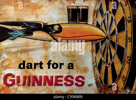 Dart for a Guinness Ireland Irish Darting Bar Pub Cafe Sport Sign Stock Photo