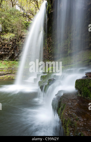 Forest River and waterfall, Brecon Beacons National park, Wales Stock Photo