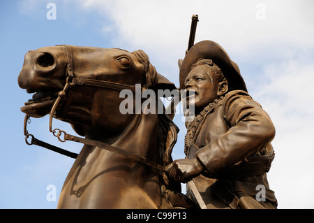 Mexico, Bajio, Zacatecas, Equestrian statue of the Mexican Revolutionary leader Pancho Villa at Cerro de la Buffa. Stock Photo