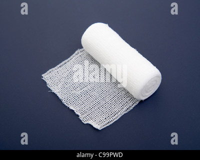 Gauze bandage on blue background Stock Photo