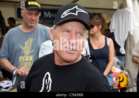 World Motor Bike Champion Kenny Roberts at Mallory Park Racing Circuit, Leicestershire. Stock Photo