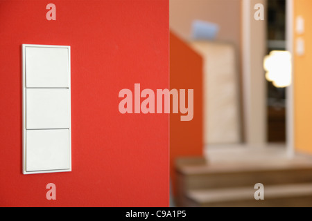 Germany, Upper Bavaria, Munich, Light switch on wall of new house Stock Photo