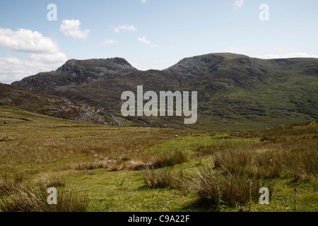 Looking towards Rhinog Fach and Y Llethr from Foel Ddu Stock Photo