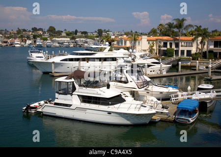 Lido isle bay on Balboa Island in Newport Beach - CA Stock Photo