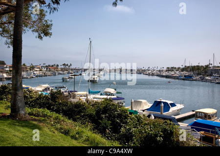 Lido isle bay on Balboa Island in Newport Beach - CA Stock Photo