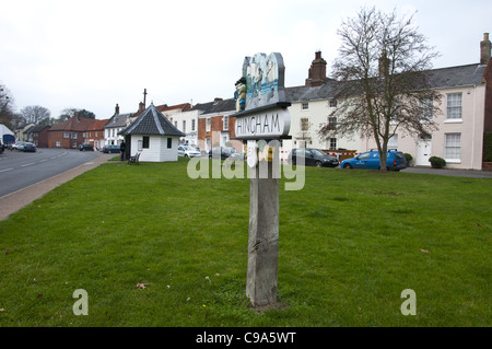 Higham Norfolk with village sign Stock Photo