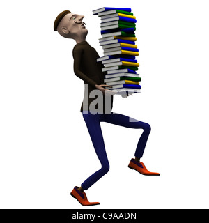 School teacher carryng a pack of history books Stock Photo