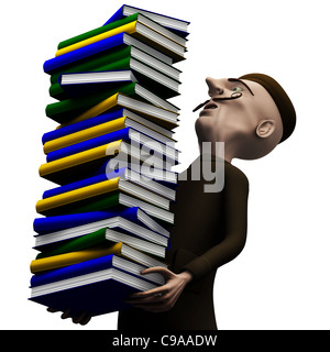 School teacher carryng a pack of history books Stock Photo