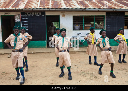 Scouts practice their routine in the grounds of their school. Mombasa ...