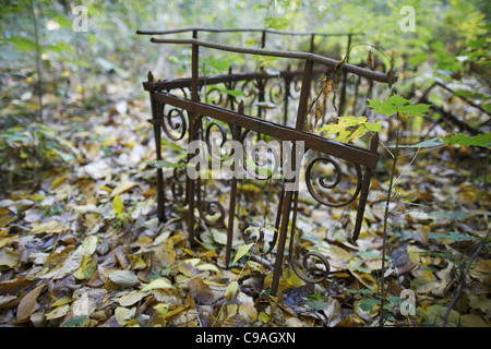 Polish, Lodz, 20111102, Jewish cemetery, handrail Stock Photo