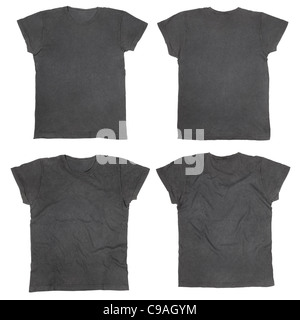 Blank black t-shirts front and back Stock Photo