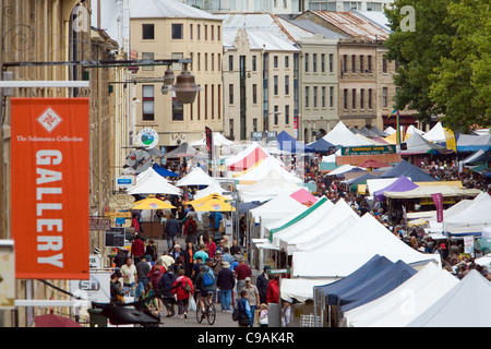 Crowds fill Salamanca Market.  Hobart, Tasmania, Australia Stock Photo