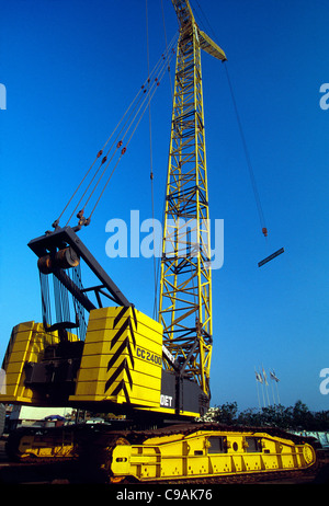 Large crane at cement plant under construction in Cilicap, Java, Indonesia Stock Photo