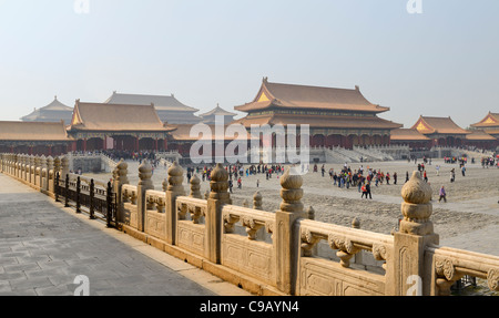 Back side of the Gate of Supreme harmony and the Outer court in the Forbidden City Beijing Peoples Republic of China Stock Photo
