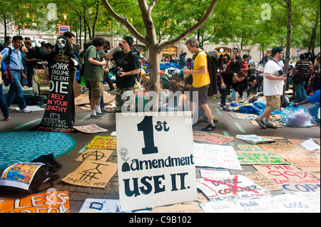 Occupy Wall Street at Zuccotti Park in New York City, NY Stock Photo