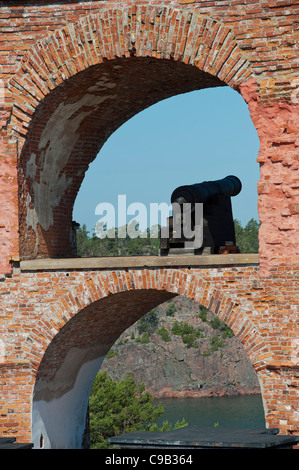 Ruins of old Russian Bomarsund fortress on Åland islands in Finland Stock Photo