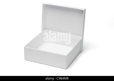 Open empty white gift box with lid on isolated background Stock Photo