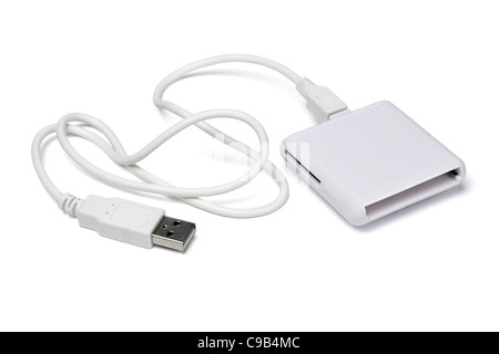 USB multi memory card reader on white background Stock Photo