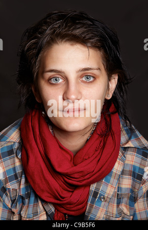 Fine art portrait of a young artist with big blue eyes. Stock Photo