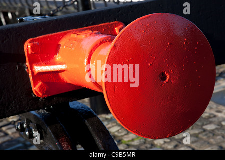 Single Railway Red Buffer at Albert Dock, Liverpool, Merseyside, UK Stock Photo