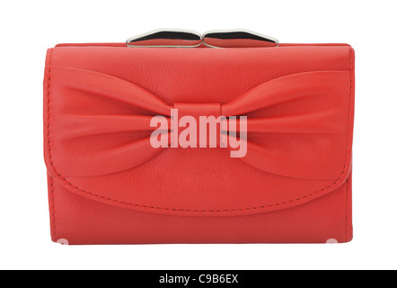 Red leather wallet. It is isolated on a white background Stock Photo