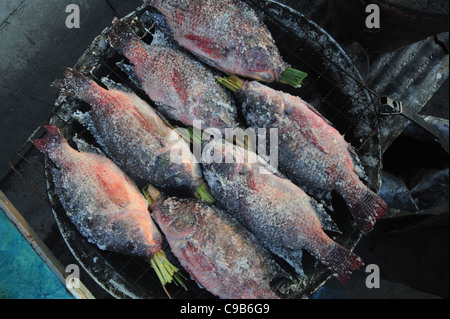 Thai Food, Salt-Crusted Grilled Fish Stock Photo - Alamy