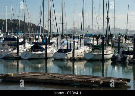 Yacht and boats in marina of Sausalito, USA Stock Photo