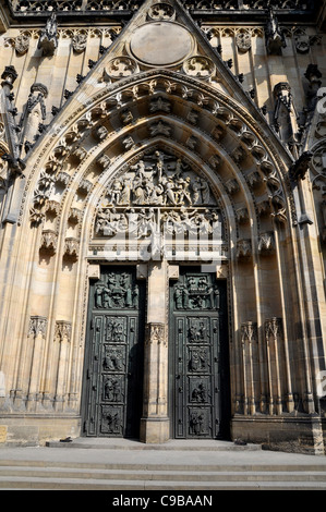 Great West door, St Vitus's Cathedral, Prague Castle Stock Photo